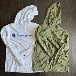 Champion Kids' White and Olive Hoodies 2pcs - Boys Size L